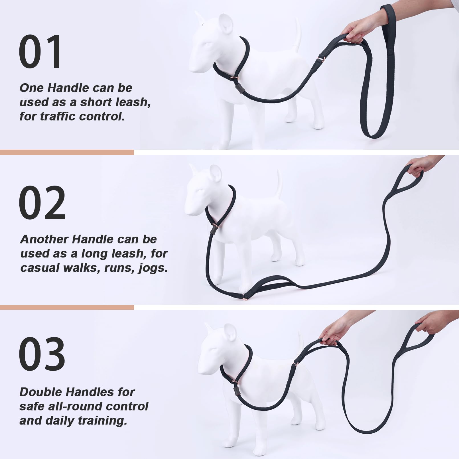 Slip Lead Dog Leash, Soft Leather Dog Training Leash With Double Handle, Heavy Duty Nylon Dog Lead Slip Lead And Collar, No Pull